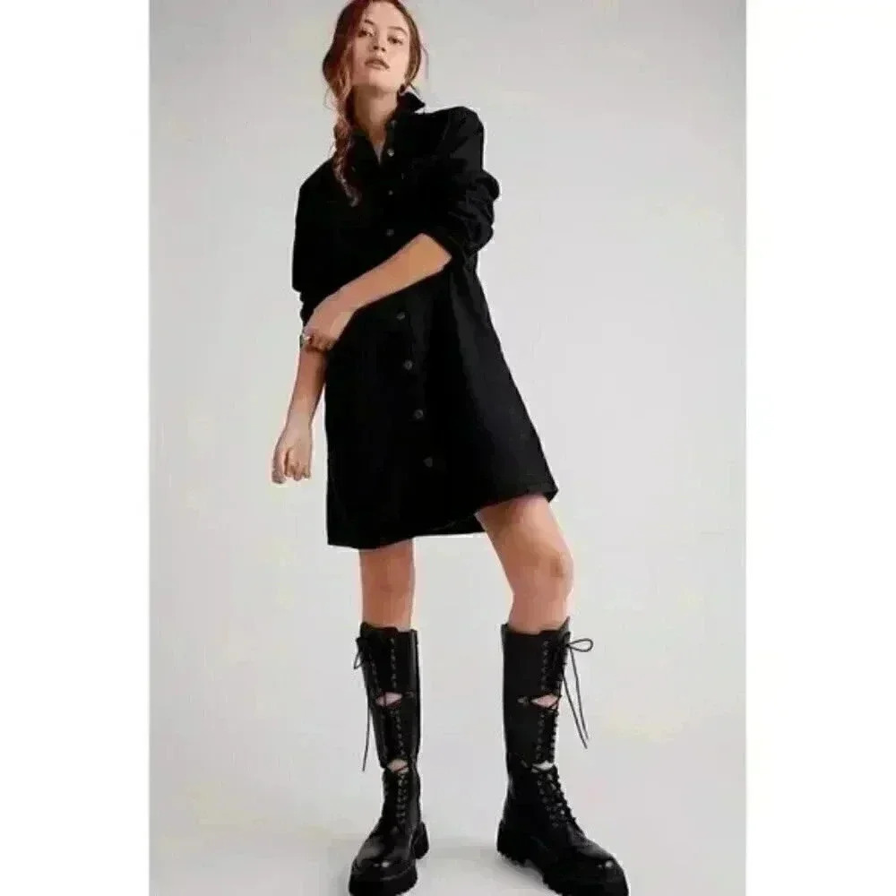 Free People Miller Lace Up Knee-High Combat Boots